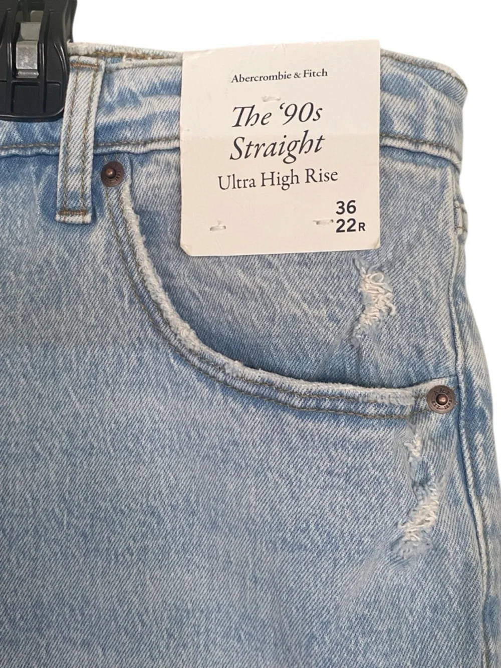 Abercrombie and Fitch 90s Straight Ultra High Rise Jeans Plus Size 36 22 NWT - Picture 3 of 14